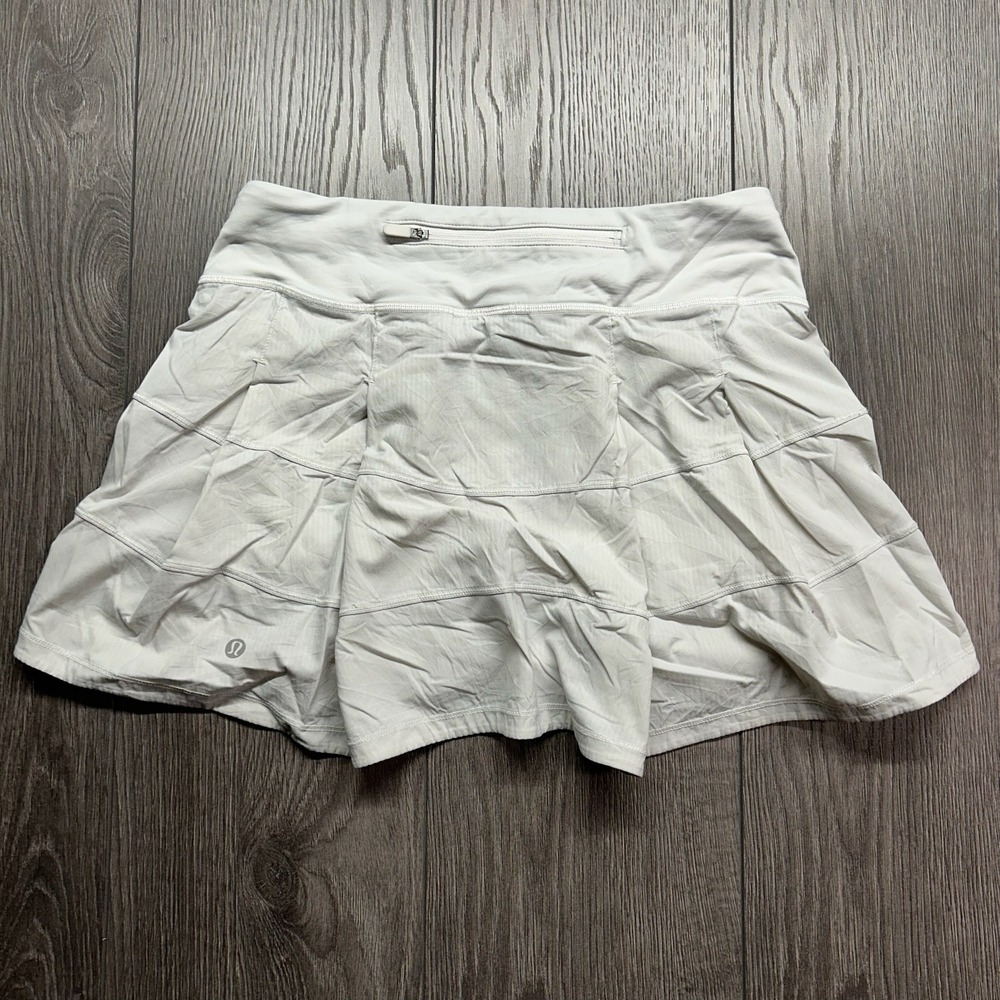 Lululemon Pace Rival Skirt Tall White Silver Skort Tennis Running Golf Womens 4